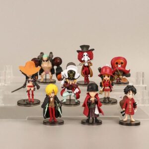 Set 9 Mô Hình Nhân Vật Băng Mũ Rơm Màu Đỏ - Mô Hình One Piece