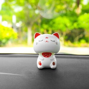 Mèo Thần Tài Lúc Lắc, Mèo May Mắn Maneki Neko Sử Dụng Năng Lượng Mặt Trời - Trang Trí Taplo Oto, Bàn Làm Việc, Quà Tặng