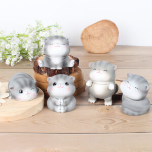 Mô Hình Mèo Xám Cute Dùng Trang Trí Tiểu Cảnh, Decor Bàn Làm Việc, Decor Phòng Ngủ, Làm Quà Tặng