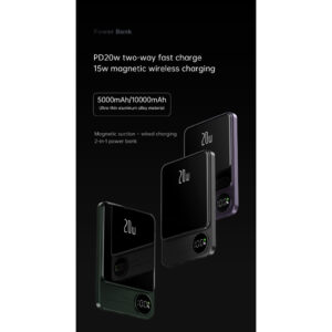 Pin Sạc Dự Phòng Không Dây Từ Tính 10000mAh, Sạc Nhanh PD 20W, Đèn LED Hiển Thị Pin