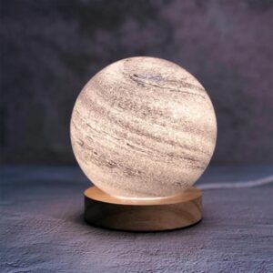 Đèn Ngủ Để Bàn Trang Trí Phòng Ngủ, Decor Bàn Làm Việc Hình Mặt Trăng, Đế Gỗ Sồi, Đèn LED Sạc USB